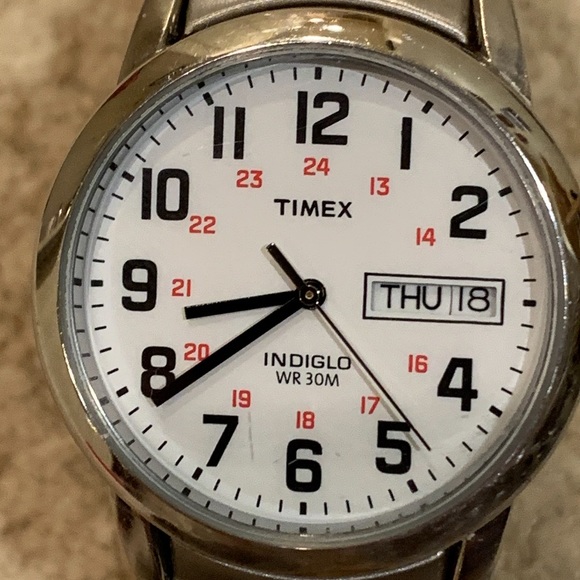 Timex Accessories Timex Indiglo Railroad Style Day Date Watch